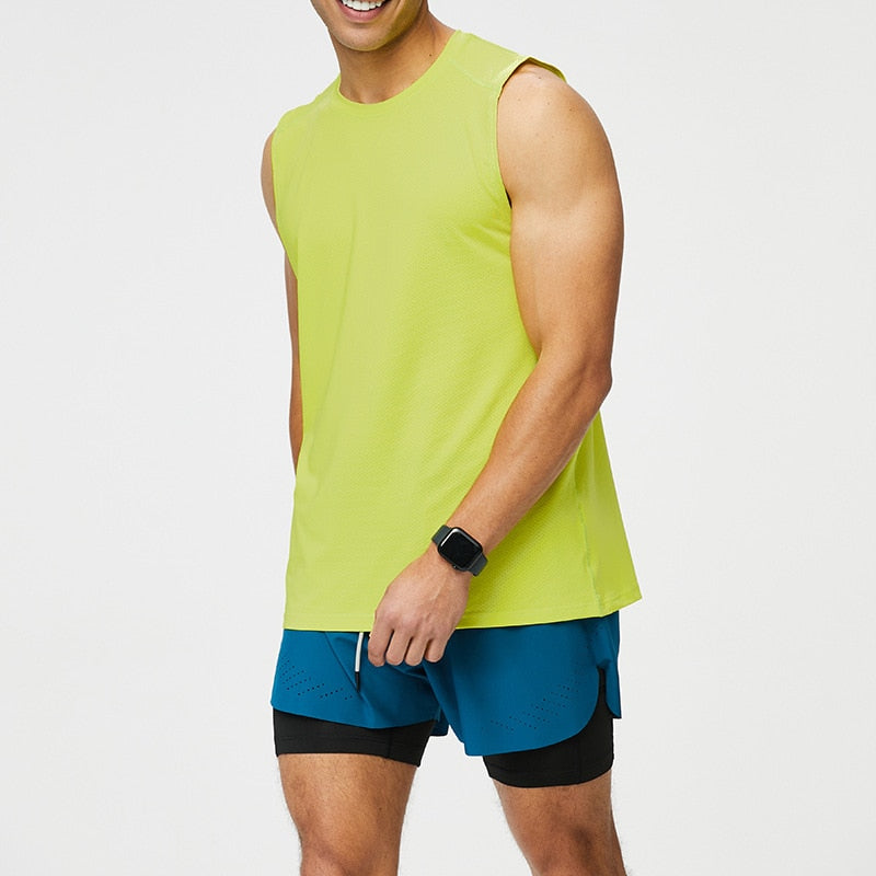 Mens Running Tank Tops Gym Fitness Wear Training Weight Vest Sports Sleeveless Shirt Basketball Football Athletics Clothing