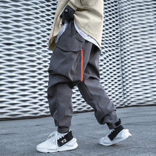 Load image into Gallery viewer, Hip Hop Men Pants Joggers Rope Ribbons Casual Loose Trousers Streetwear Techwear Cargo Pants Sweatpants WB625
