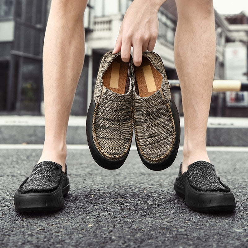Brand Men Casual Shoes Fashion Denim Canvas Shoes Breathable Men Walking Flat Shoes Outdoor Large Size Light Men's Shoes Loafers