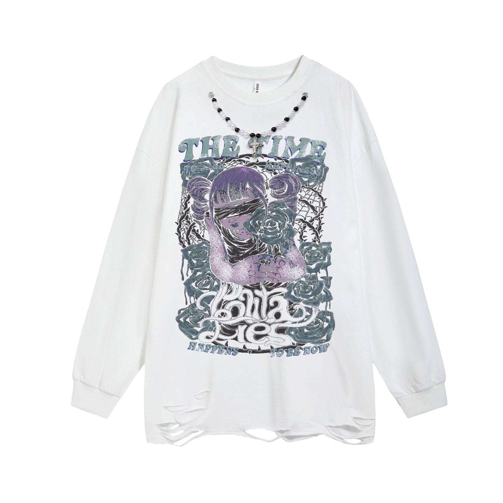Autumn Vintage Ripped Sweatshirt Men Fashion Harajuku Hoodies Print Wizard Pullover Hip Hop Streetwear Tops Men Clothes