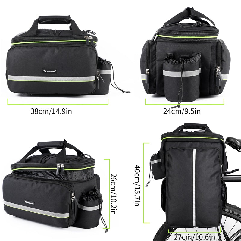 3 In 1 Waterproof Bicycle Trunk Bag MTB Road Bike Bag Large Capacity Travel Luggage Carrier Rear Seat Rack Panniers