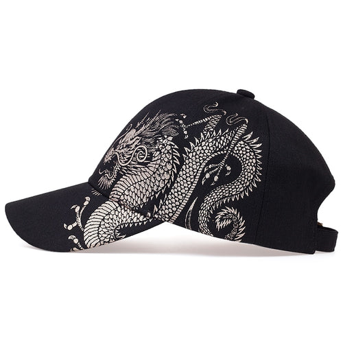 Load image into Gallery viewer, Unisex Baseball Cap Black Adjustable Chinese Style Cap Dragon Print Casual Snapback hats Bone Hip Hop Hat sun hats gorras
