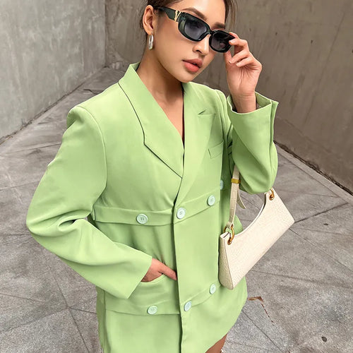 Load image into Gallery viewer, Asymmetrical Blazer For Women Notched Collar Long Sleeve Patchwork Straight Blazers Female Autumn Clothing Fashion
