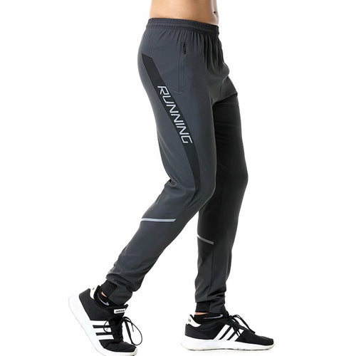 Load image into Gallery viewer, Men Running Pants zipper Reflective Football Soccer Sporting pant Training sport Pants Legging jogging Gym Trousers
