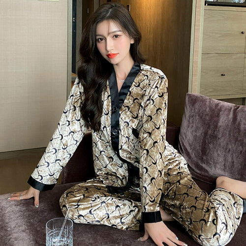 Load image into Gallery viewer, Women&#39;s Pajamas Set Couples Velvet Sleepwear Zebra Print Casual Homewear Men Nightwear Luxury Color Couple Pyjamas Femme
