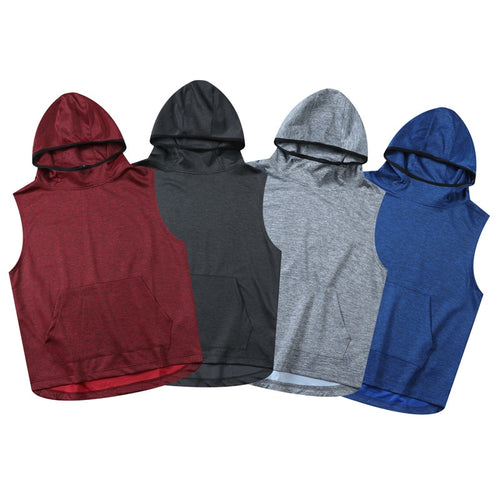 Load image into Gallery viewer, Mens Sport Sleeveless Sweatshirt Gym Training Hoodies Tank Clothing Male Fitness Shirts Tops Bodybuilding Singlet Workout Vest
