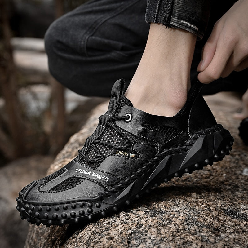 Men's Summer Casual Shoes Fashion Breathable Walking Shoes Non-slip Boat Shoes Rubber Flat Men's Shoes Outdoor Wading Sneakers