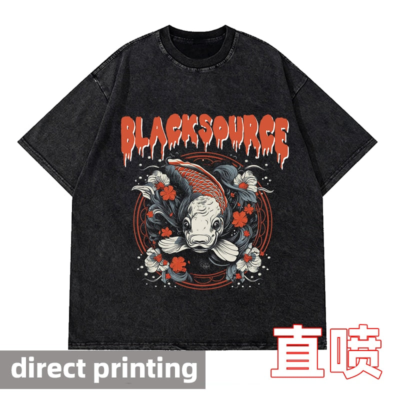 Vintage Washed Tshirts Anime T Shirt  direct printing