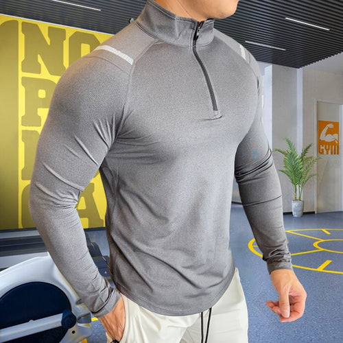 Load image into Gallery viewer, Plus Size High Neck T-shirt for Men Running Sport Tops Long Sleeve Tees Training Clothes Gym Sportswear Fitness Sweatshirts
