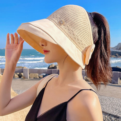 Load image into Gallery viewer, Summer Hats For Women Fashion Pattern Design Straw Hat  Empty Top Sun Hat Travel Beach Hat
