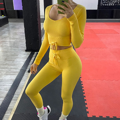 Load image into Gallery viewer, Yoga Set Women&#39;s Sportwear Tops High Neck Vest Drawstring Leggings Shorts Running Sports Pants Workout Outfit Gym Clothing A0641
