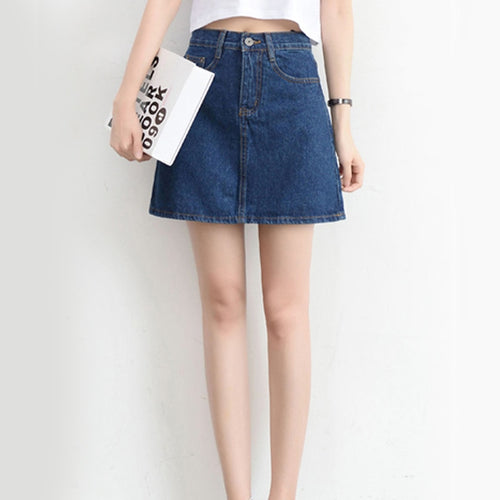 Load image into Gallery viewer, Sexy Women Denim Mini Skirt Fashion Summer High Waist Korean Black Skirt Blue Package Hip Jeans Harajuku Cotton S-3XL
