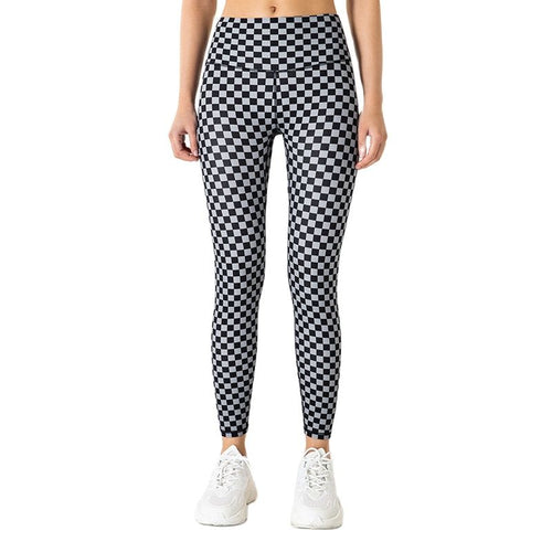 Load image into Gallery viewer, Checkerboard sports leggings women fitness pants high waist tight running quick-drying skin-friendly butt-lifting yoga pant
