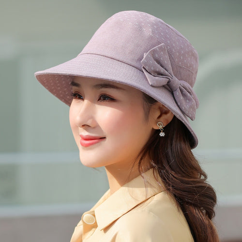 Load image into Gallery viewer, Woman Summer Hats With Visor Hat Fashion Bow Design Sun Hat Travel Mesh Bucket Hat
