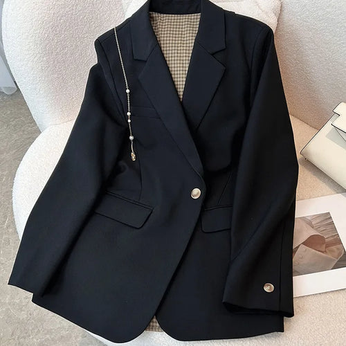 Load image into Gallery viewer, Patchwork Button Blazers For Women Notched Collar Long Sleeve Loose Casual Hit Color Blazer Female Fashion Clothing
