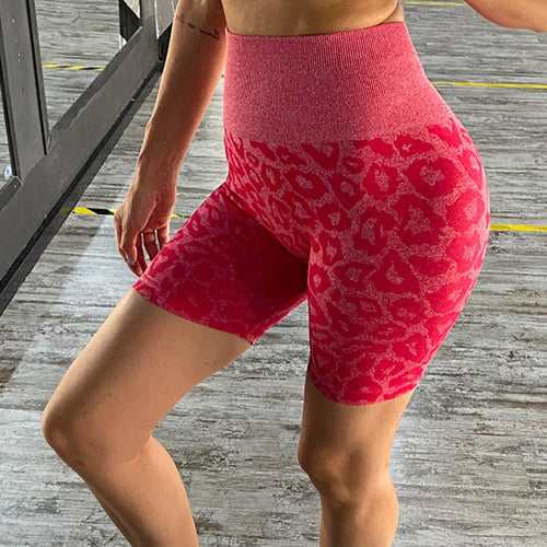 Load image into Gallery viewer, Summer Women High Waist Shorts Leopard Gym Training Short Seamless Push Up Shorts Fitness Leggings Sports Sexy Shorts A072
