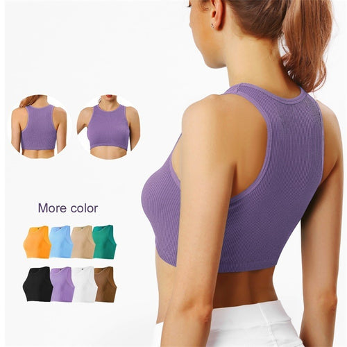 Load image into Gallery viewer, Women&#39;s Crop Top Fitness Gym Sportswear Tank Tops Yoga Top Female Clothing Workout T Shirts Outwear Sleeveless Vest
