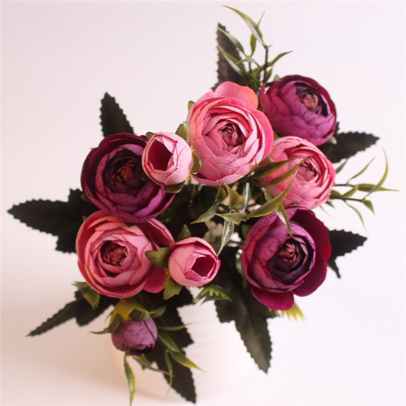 European Style Artificial Camelia Bouquet-home accent-wanahavit-rose purple-wanahavit