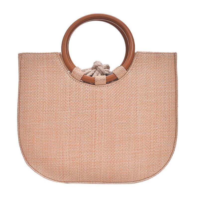 Elegant Round Handle Designer Straw Handbag-women-wanahavit-Khaki-wanahavit