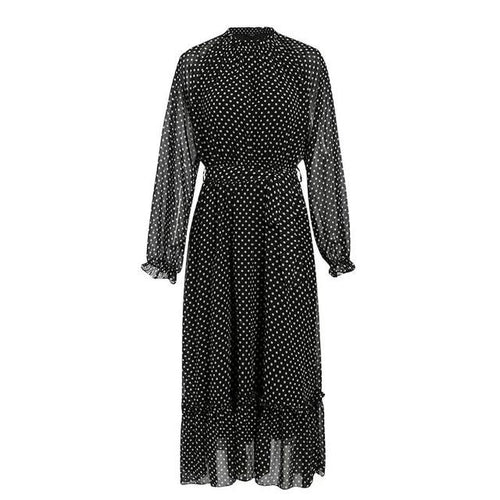 Load image into Gallery viewer, Autumn Party Elegant Polka Dot Print Long Party Holiday Style Ruffle Maxi Dress
