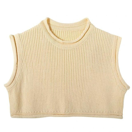 Load image into Gallery viewer, Casual Beige Loose Round Neck Knitted Outerwear Tank Sleeveless
