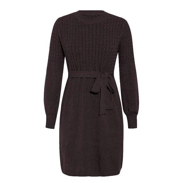 High Waist Elegant Soft Belt A-line Knitted Sweater Dress-women-wanahavit-Khaki-One Size-wanahavit