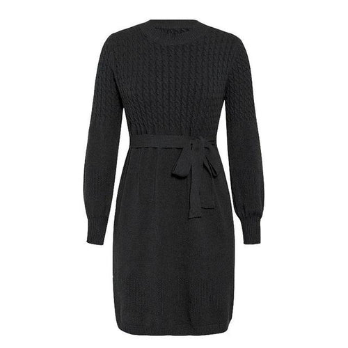 Load image into Gallery viewer, High Waist Elegant Soft Belt A-line Knitted Sweater Dress-women-wanahavit-Black-One Size-wanahavit
