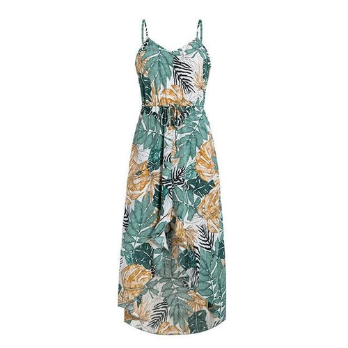 Load image into Gallery viewer, Sexy Floral Print Sleeveless High Waist Bodycon Summer Casual Ladies Strap Ruffled Boho Dress
