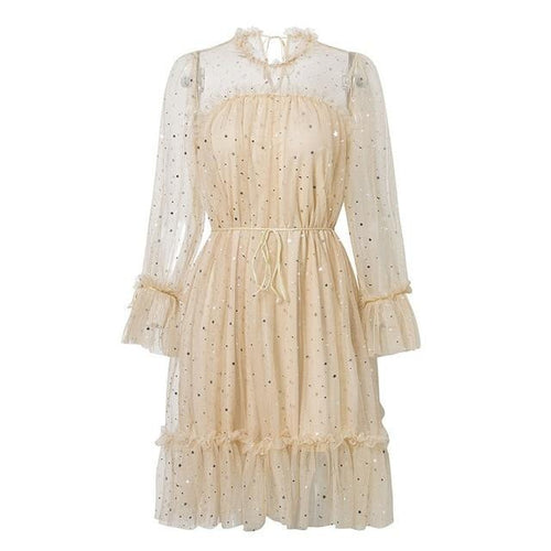Load image into Gallery viewer, Sexy Hollow Out Party Star Sequin Ruffled Sash Loose Streetwear Night Club Summer Dress
