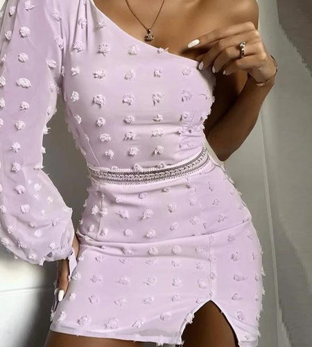 Sexy Off Shoulder High Waist Split Flower Embroidery Mini Bodycon Dress-women-wanahavit-Pink-S-wanahavit