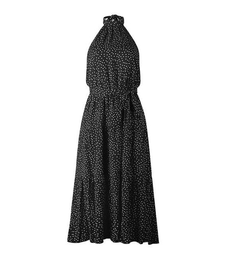 Sexy Polka Dot Loose Sleeveless High Waist Maxi Boho Dress-women-wanahavit-Black-S-wanahavit