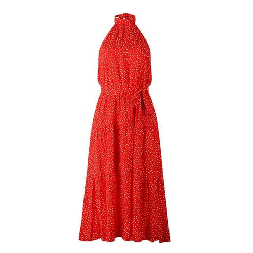 Load image into Gallery viewer, Sexy Polka Dot Loose Sleeveless High Waist Maxi Boho Dress-women-wanahavit-Red-S-wanahavit
