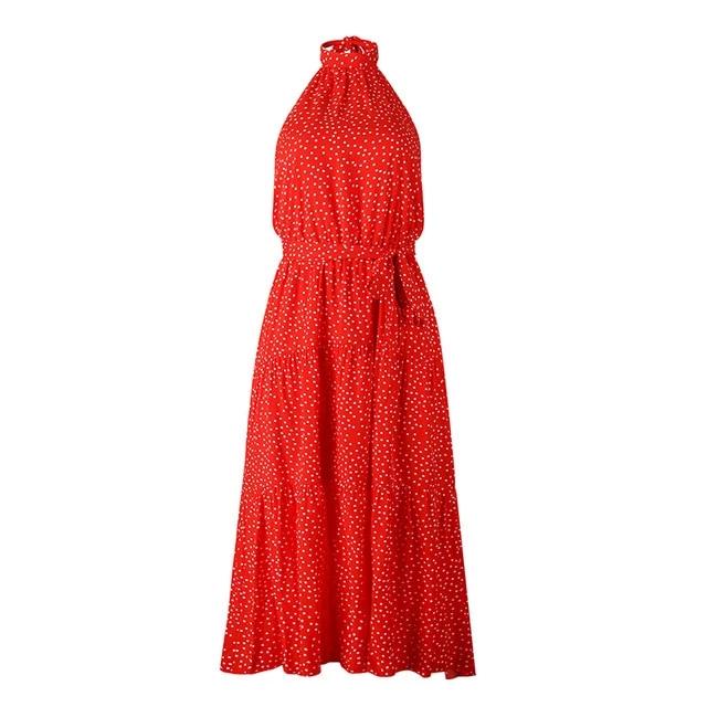 Sexy Polka Dot Loose Sleeveless High Waist Maxi Boho Dress-women-wanahavit-Red-S-wanahavit