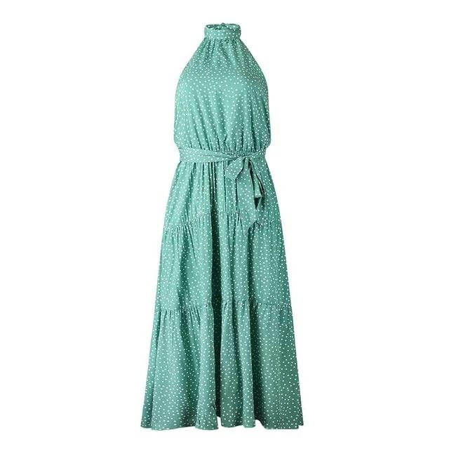 Sexy Polka Dot Loose Sleeveless High Waist Maxi Boho Dress-women-wanahavit-Green-S-wanahavit