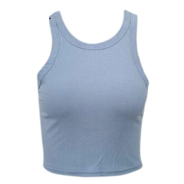 Sexy Round Neck Summer Casual Knitted Corset Fitted Beach Solid Sleeveless