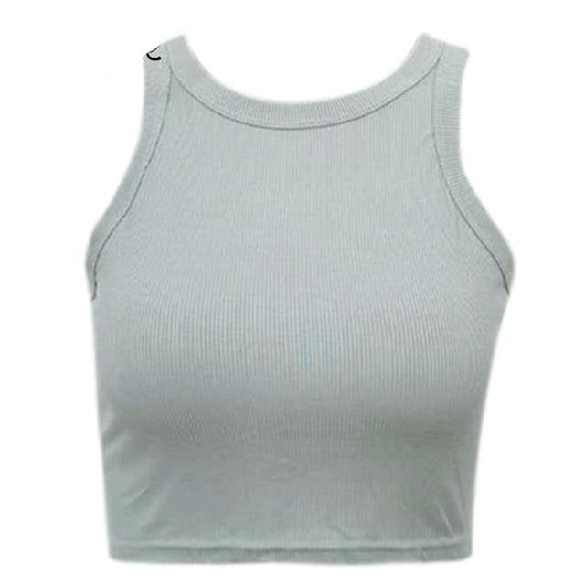 Sexy Round Neck Summer Casual Knitted Corset Fitted Beach Solid Sleeveless