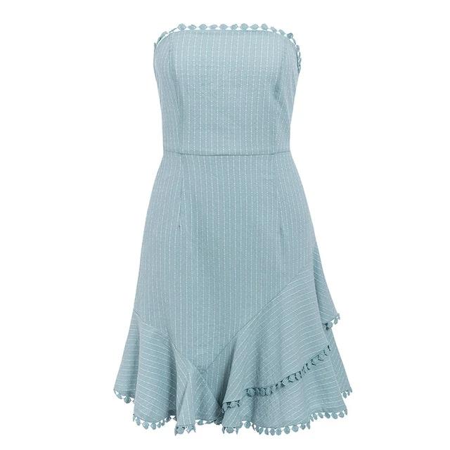 Sexy Sleeveless Solid Elegant Ruffled Casual Beach Mini Dress-women-wanahavit-Blue-S-wanahavit