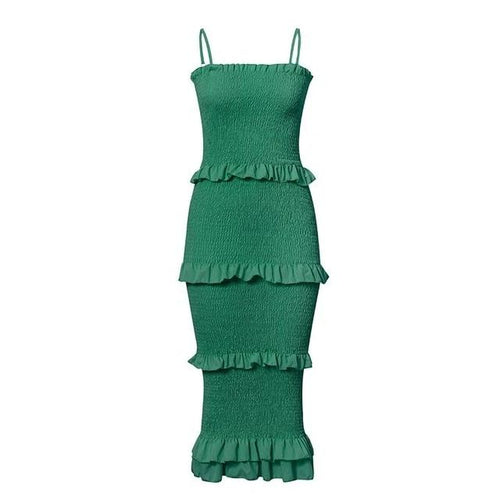 Load image into Gallery viewer, Sexy Spaghetti Strap Elegant Bodycon Solid Midi Dress-women-wanahavit-Green-XXL-wanahavit
