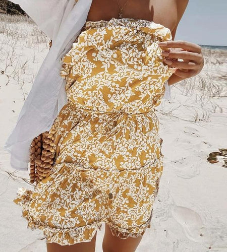 Sleeveless Floral Printed Sexy High Waist Ruffled Mini Tube Dress-women-wanahavit-Pink-S-wanahavit