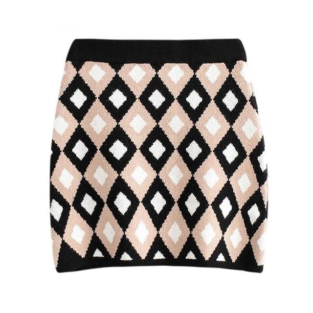 V-Neck Loose Sweater Office Skirts & Sweater Set-women-wanahavit-Skirt-M-wanahavit
