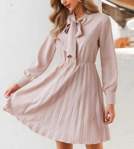 Vintage Elegant Office Casual Solid Pink Office Dress-women-wanahavit-Pink-S-wanahavit