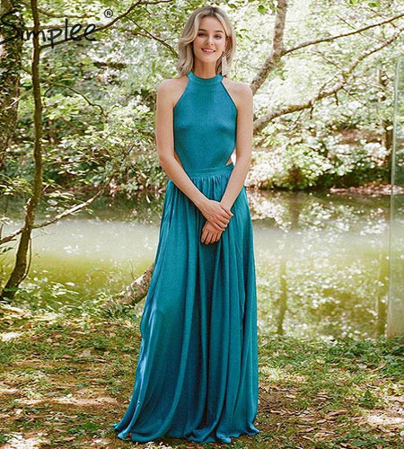 Sleeveless Party Sexy Solid backless Long Boho Retro Bodycon Dress-women-wanahavit-Blue-XL-wanahavit