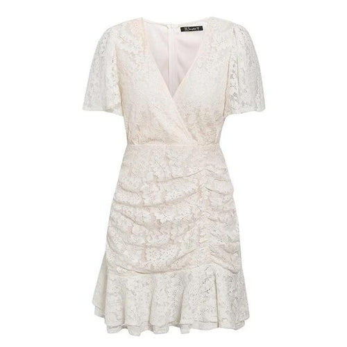 Load image into Gallery viewer, Summer Lace Sexy V-Neck Floral Summer Cotton White Dress-women-wanahavit-White-S-wanahavit
