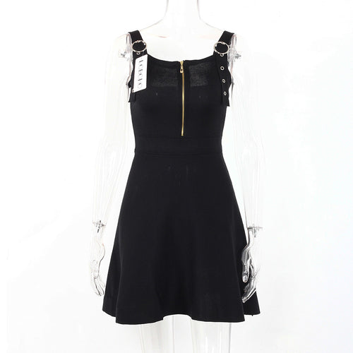 Load image into Gallery viewer, Sleeveless Autumn Zippered Dress-women-wanahavit-Black-One Size-wanahavit
