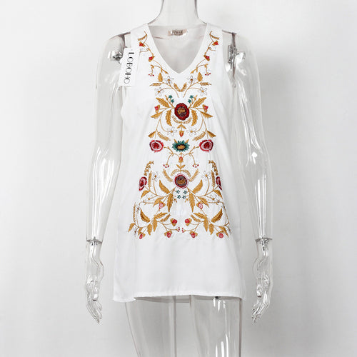 Load image into Gallery viewer, Embroidery Floral Summer Dress-women-wanahavit-White-M-wanahavit
