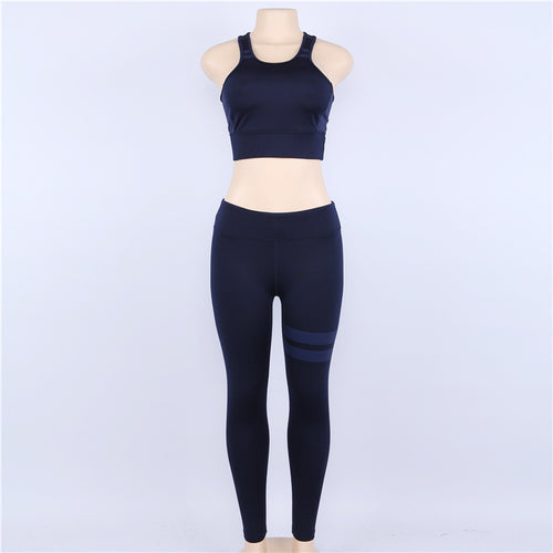 Load image into Gallery viewer, Solid Colored Workout Set Leggings + Sports Bra-women fitness-wanahavit-blue-L-wanahavit
