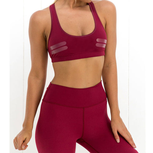 Load image into Gallery viewer, Solid Colored Workout Set Leggings + Sports Bra-women fitness-wanahavit-wine red-S-wanahavit
