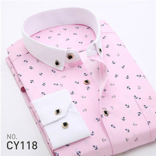 Floral Solid Dobby Long Sleeve Shirt #CY0XX-men-wanahavit-CY118-S-wanahavit
