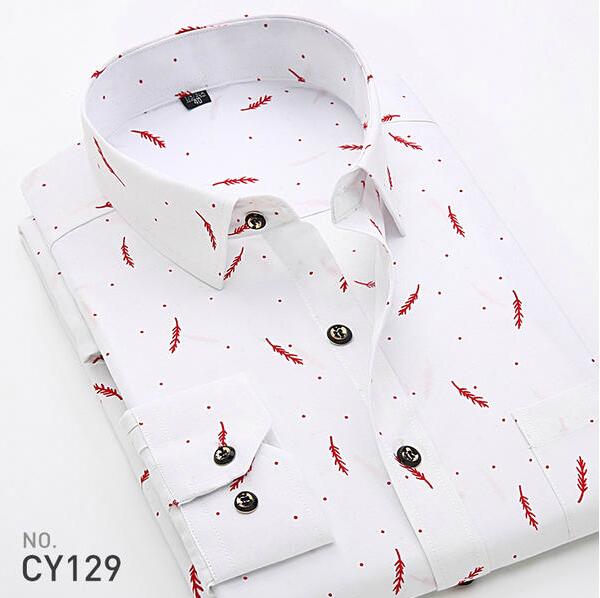 Floral Solid Dobby Long Sleeve Shirt #CY0XX-men-wanahavit-CY129-S-wanahavit