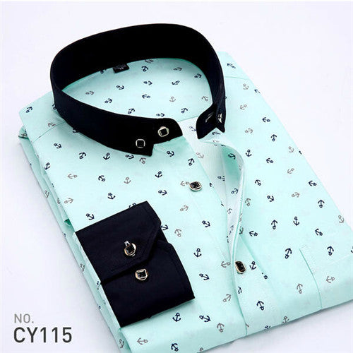 Floral Solid Dobby Long Sleeve Shirt #CY0XX-men-wanahavit-CY115-S-wanahavit